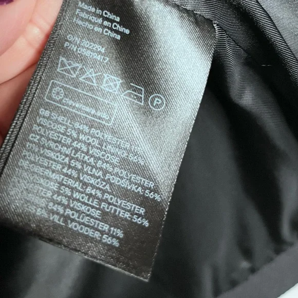 H&M short wool-blend coat women size 4 black long sleeve lined - Picture 12 of 14